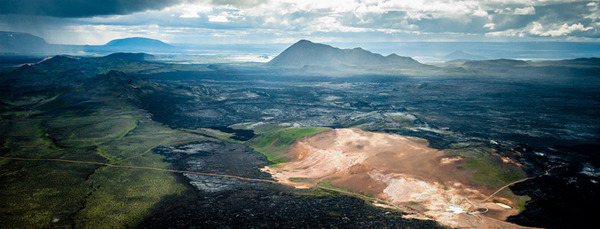 Bird´s eye view on the lava fields around Krafla