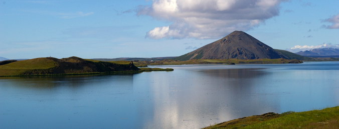 Lake Mývatn against Hlíðarfjall mountain
