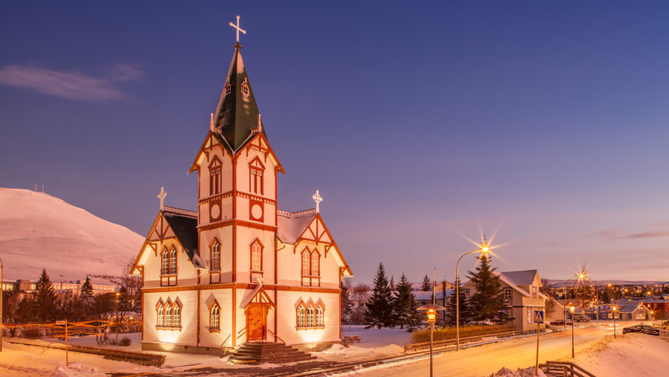 Húsavík church in winter © Gaukur Hjartarson